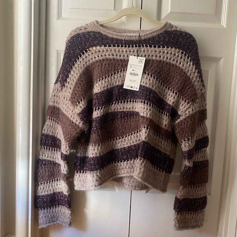 Zara striped contrasting knit sweater